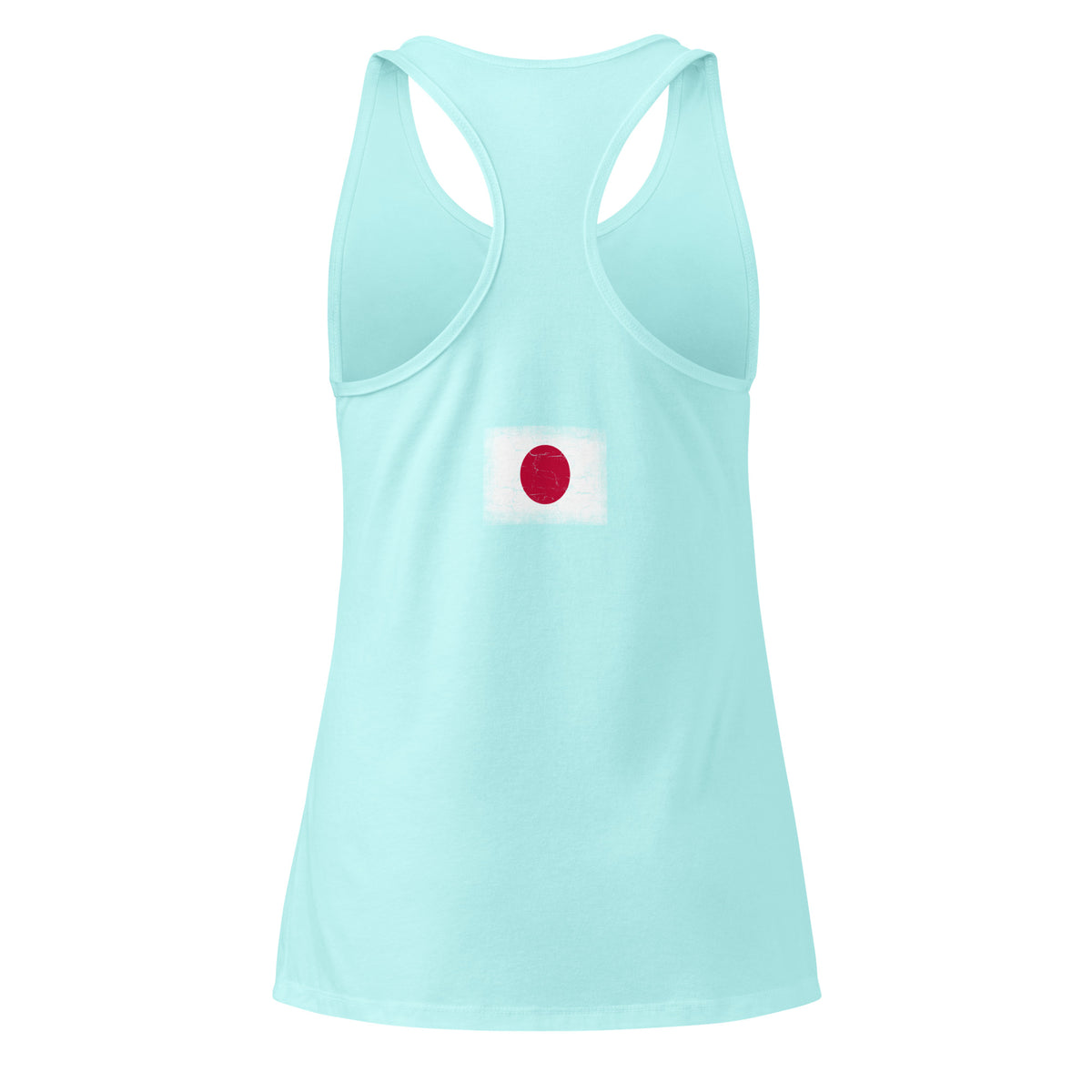 Japan flag racerback tank top in Cancun, vintage-washed print, flag across the upper back, women cut, back view