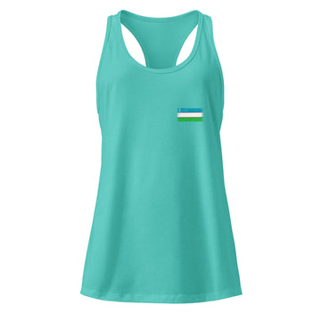 Uzbekistan Flag Racerback Tank | Front | Women | Lightweight Jersey