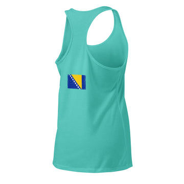 Bosnia and Herzegovina Flag Racerback Tank | Back Print | Women | Lightweight Jersey