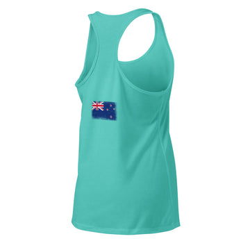 New Zealand Flag Racerback Tank | Back Print | Women | Lightweight Jersey