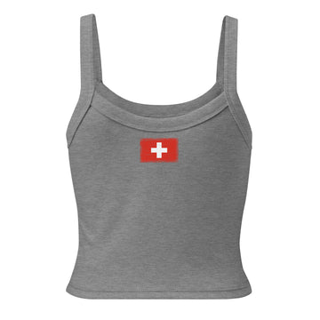 Switzerland Flag Rib Tank | Back Print | Women | Micro-Rib Cotton