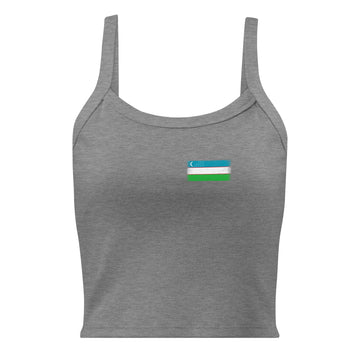 Uzbekistan Flag Rib Tank | Front | Women | Micro-Rib Cotton
