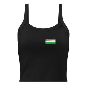 Uzbekistan Flag Rib Tank | Front | Women | Micro-Rib Cotton