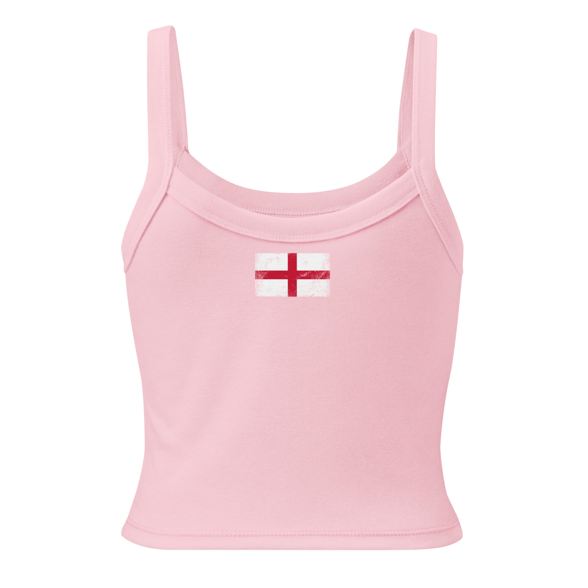 England flag rib tank top in Solid Pink Blend, vintage-washed print, flag across the upper back, women cut, back view