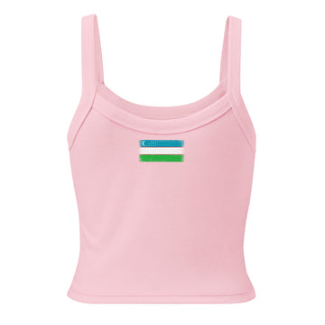 Uzbekistan Flag Rib Tank | Back Print | Women | Micro-Rib Cotton