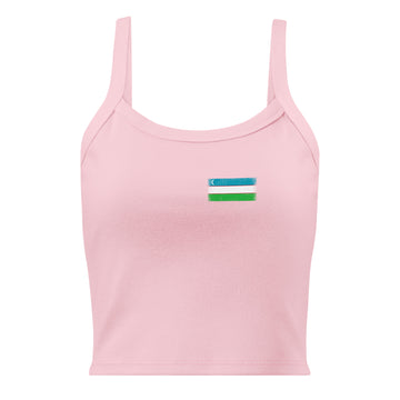 Uzbekistan Flag Rib Tank | Front | Women | Micro-Rib Cotton