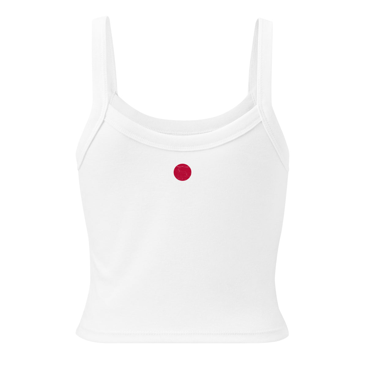 Japan flag rib tank top in Solid White Blend, vintage-washed print, flag across the upper back, women cut, back view
