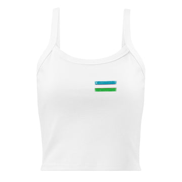 Uzbekistan Flag Rib Tank | Front | Women | Micro-Rib Cotton