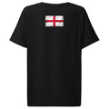 England flag t-shirt in Black, vintage-washed print, flag across the upper back, women cut, back view