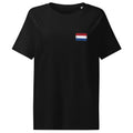 Netherlands flag t-shirt in Black, vintage-washed print, small flag on the left chest, women cut, front view