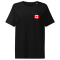Canada flag t-shirt in Black, vintage-washed print, small flag on the left chest, women cut, front view