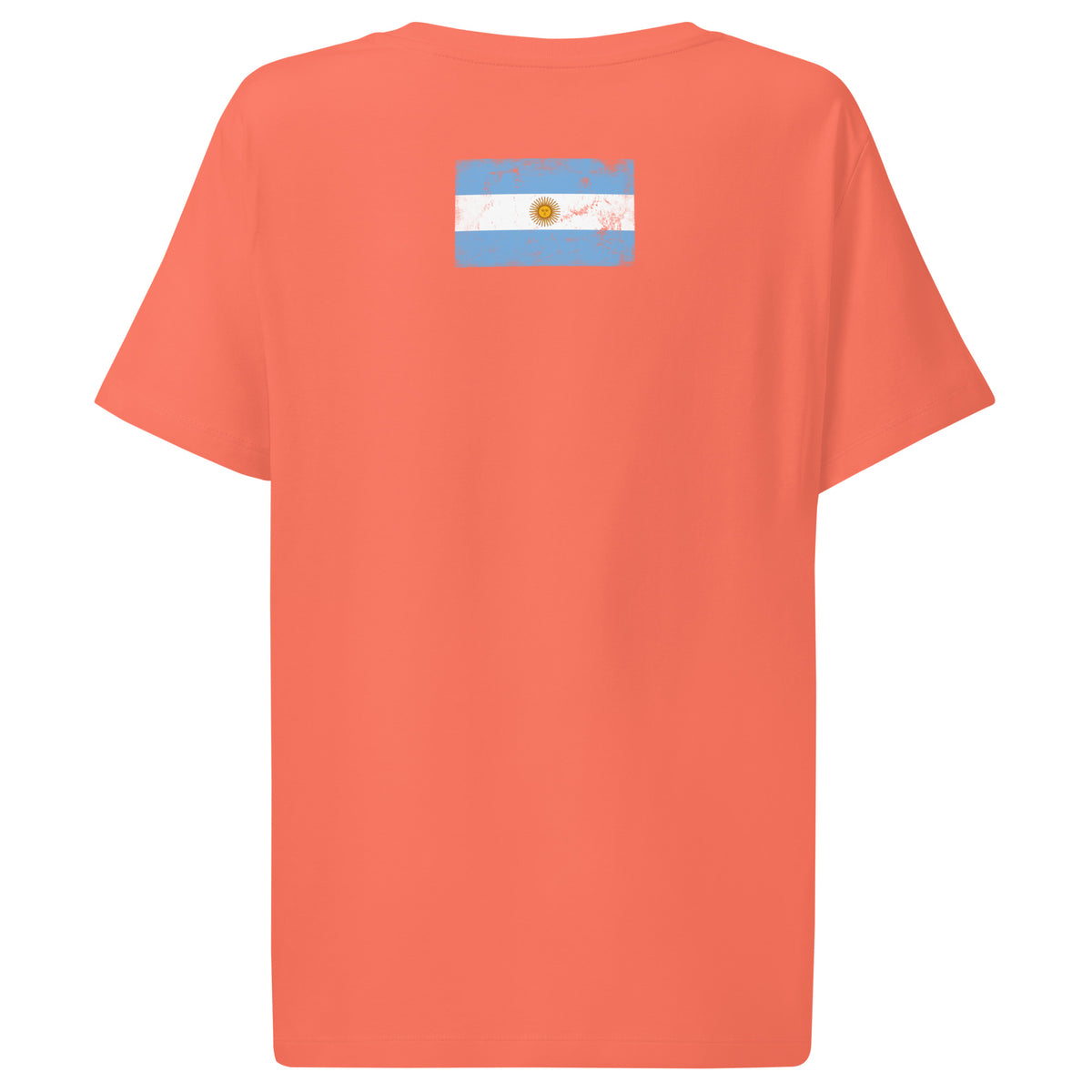 Argentina flag t-shirt in Fiesta, vintage-washed print, flag across the upper back, women cut, back view