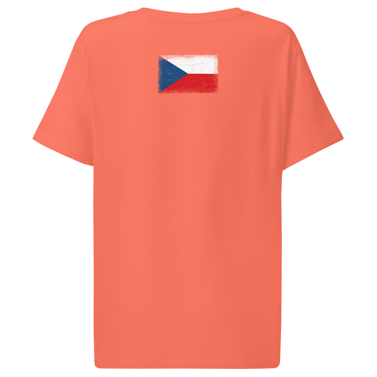Czechia flag t-shirt in Fiesta, vintage-washed print, flag across the upper back, women cut, back view