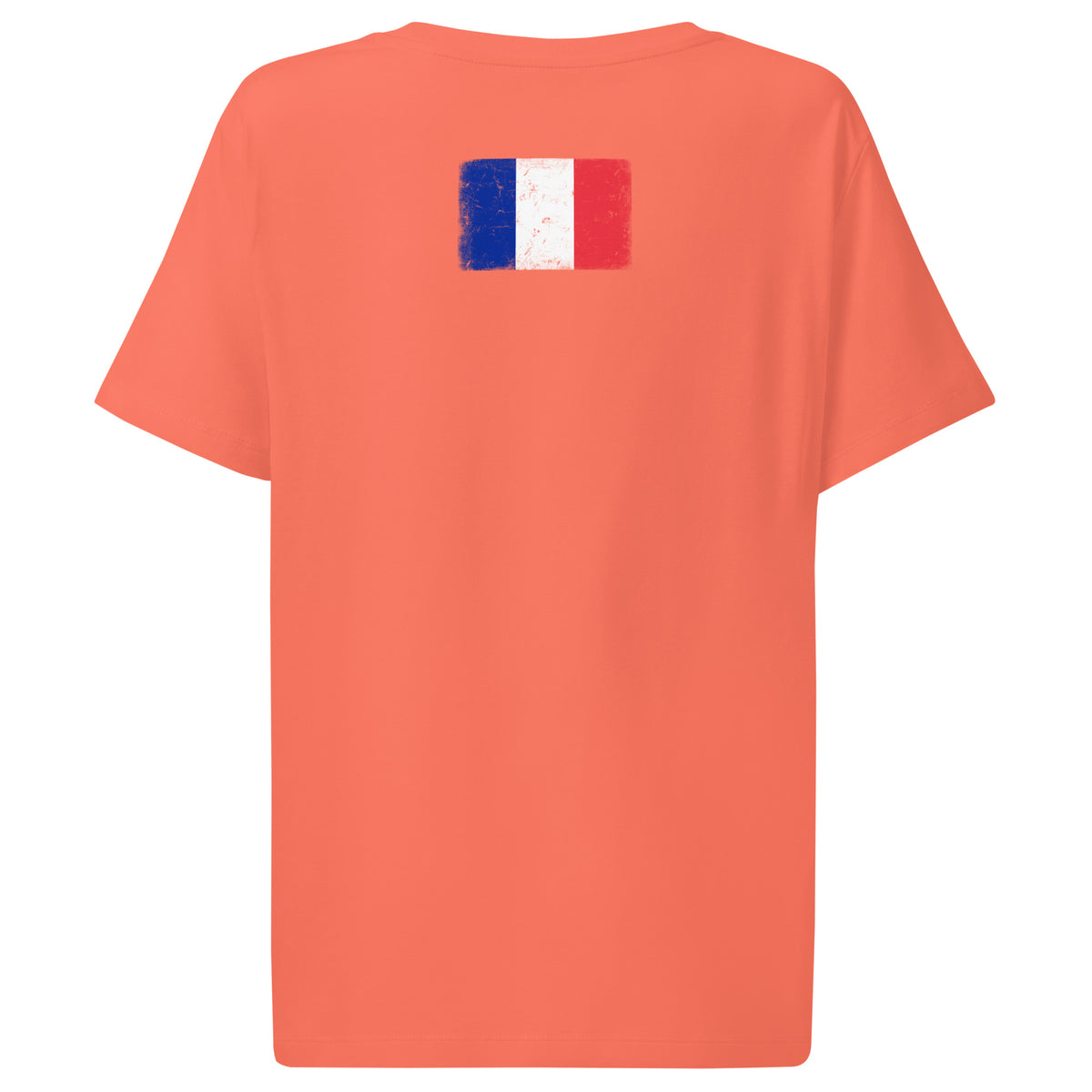 France flag t-shirt in Fiesta, vintage-washed print, flag across the upper back, women cut, back view