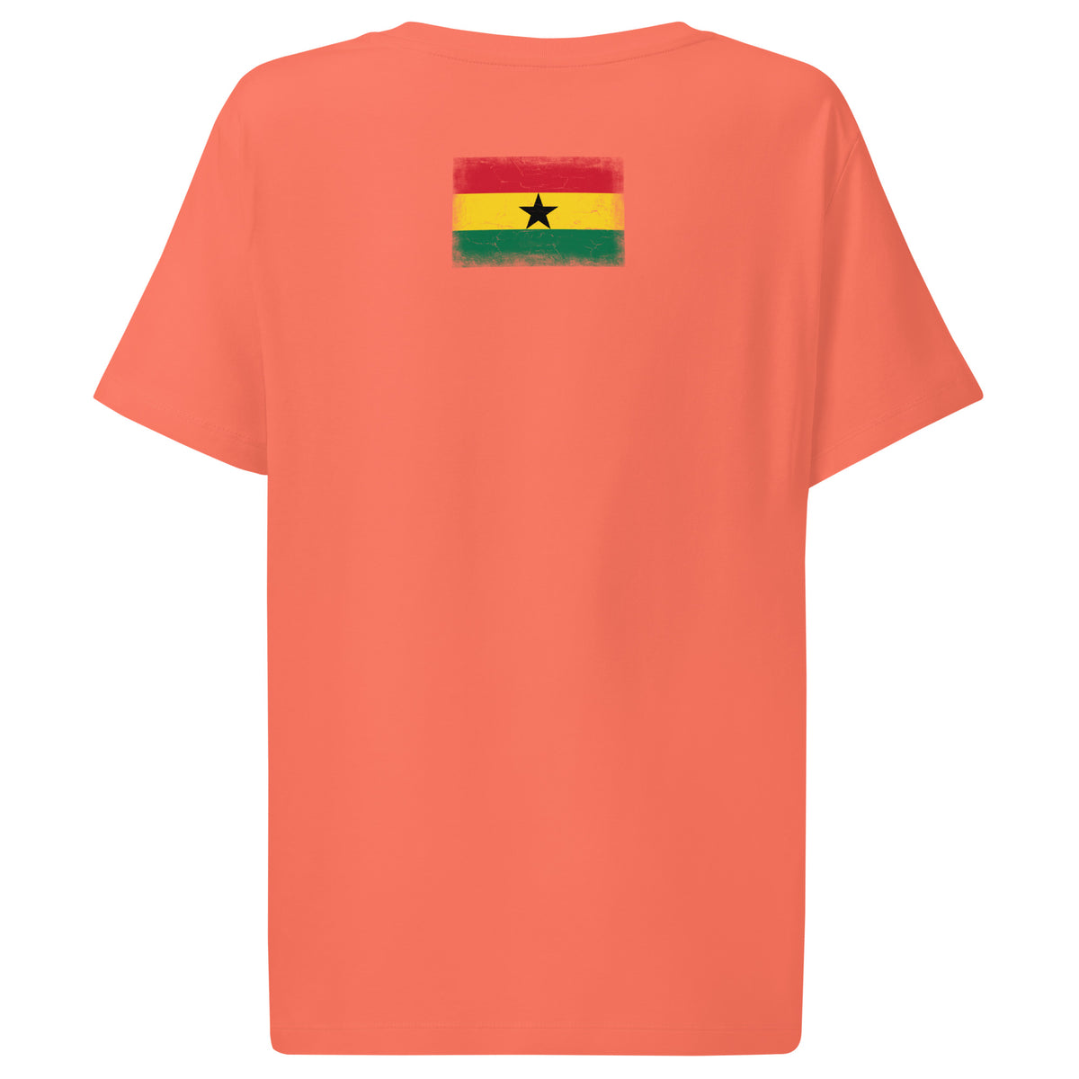 Ghana flag t-shirt in Fiesta, vintage-washed print, flag across the upper back, women cut, back view