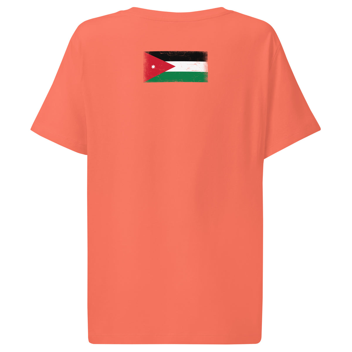 Jordan flag t-shirt in Fiesta, vintage-washed print, flag across the upper back, women cut, back view