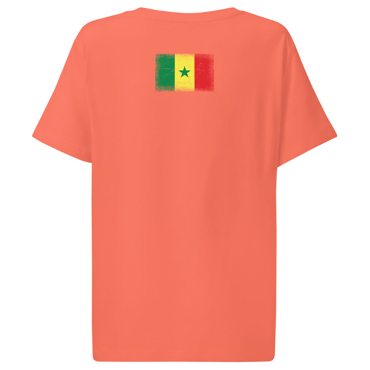 Senegal flag t-shirt in Fiesta, vintage-washed print, flag across the upper back, women cut, back view