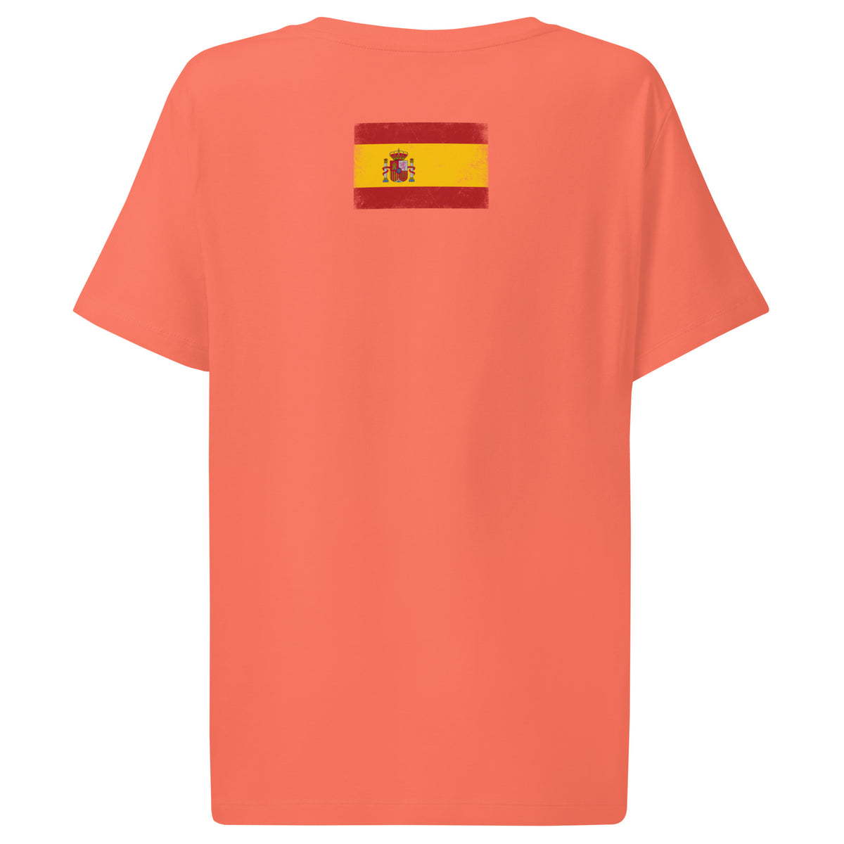 Spain flag t-shirt in Fiesta, vintage-washed print, flag across the upper back, women cut, back view