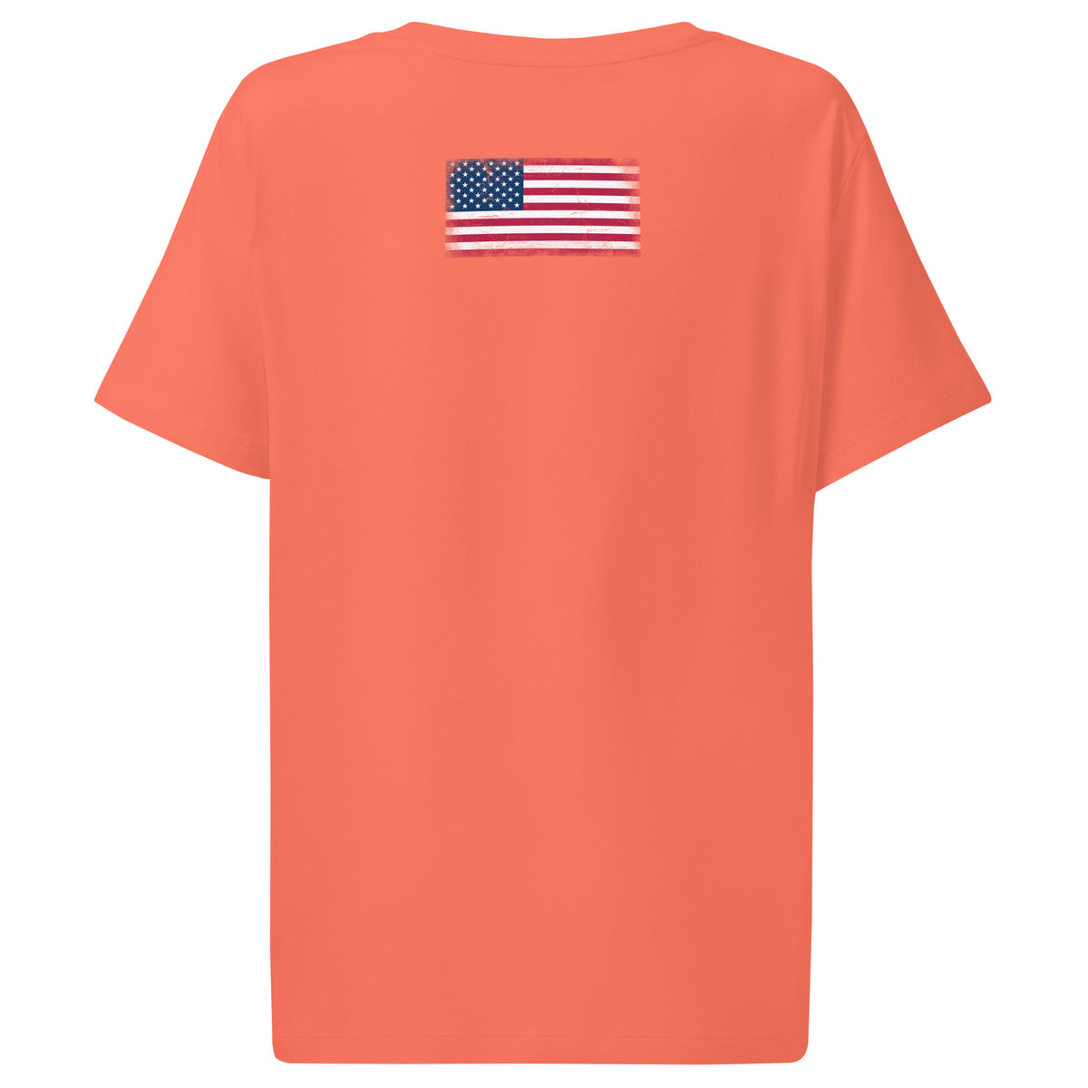 USA flag t-shirt in Fiesta, vintage-washed print, flag across the upper back, women cut, back view