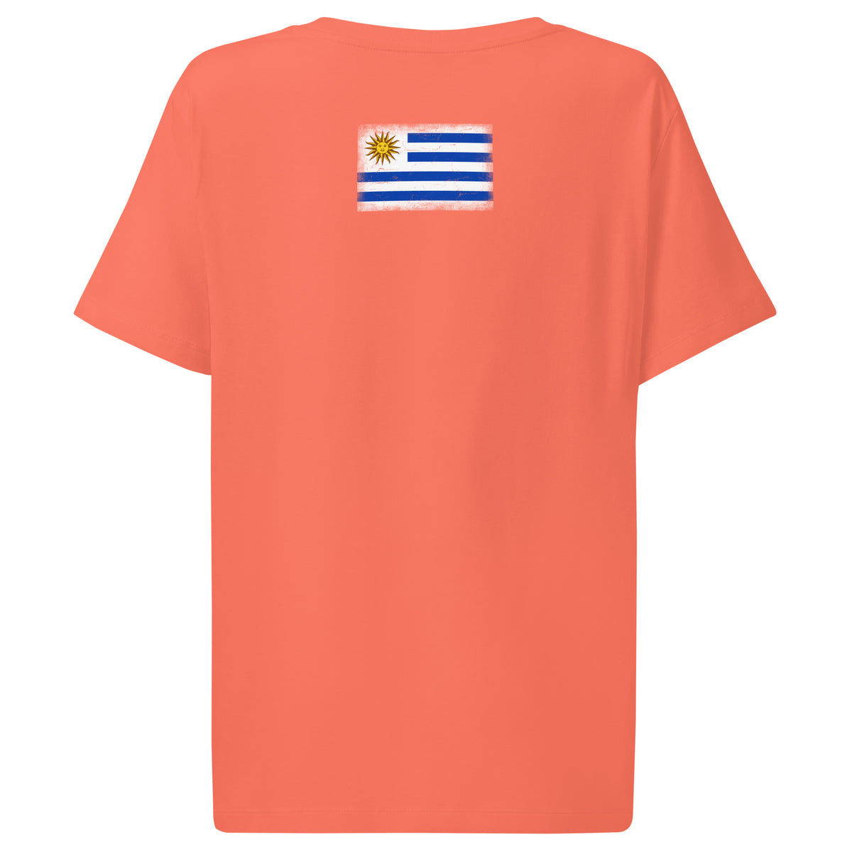 Uruguay flag t-shirt in Fiesta, vintage-washed print, flag across the upper back, women cut, back view