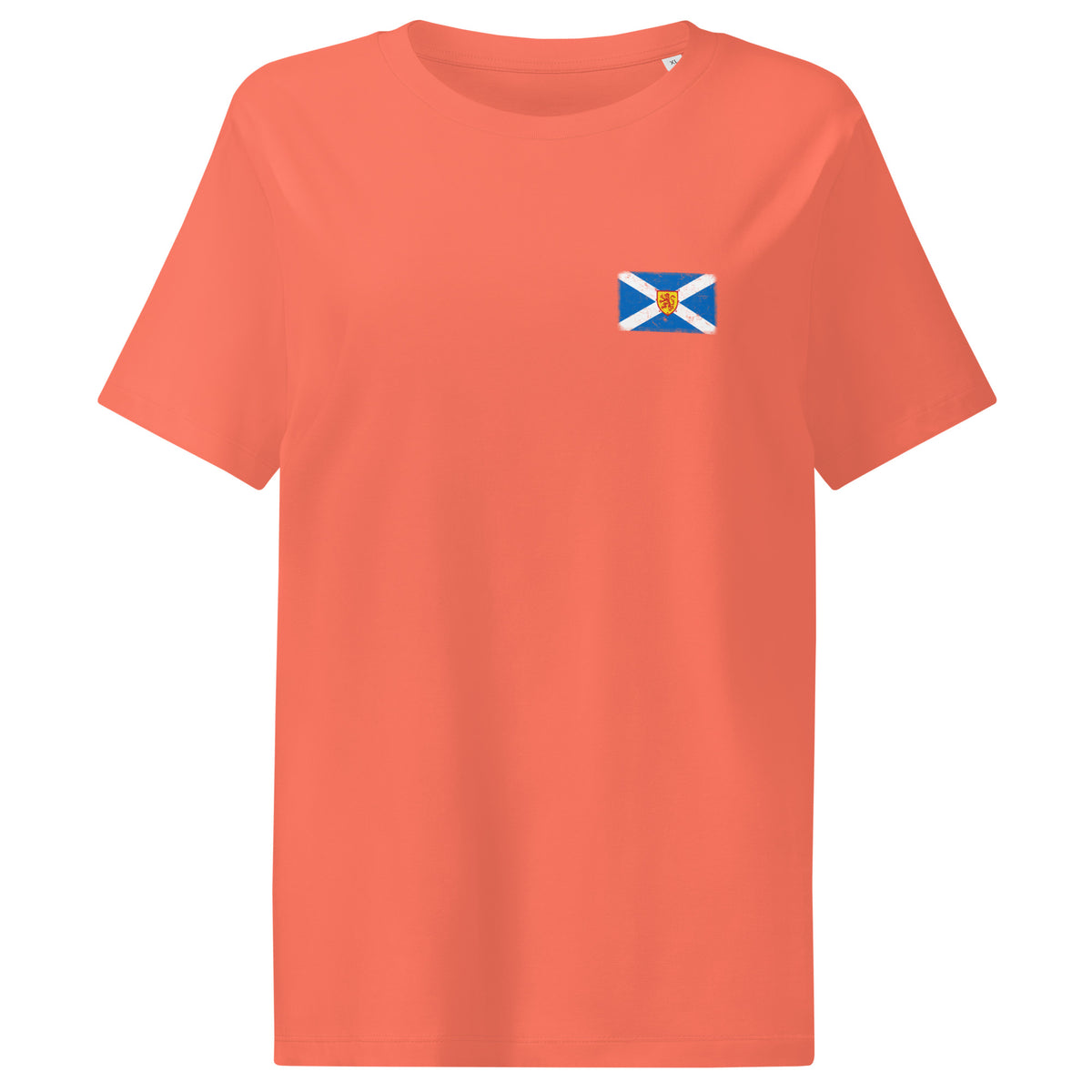 Scotland flag t-shirt in Fiesta, vintage-washed print, small flag on the left chest, women cut, front view