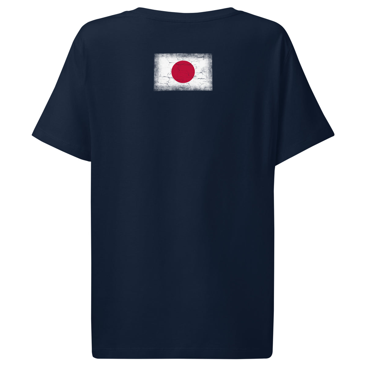 Japan flag t-shirt in French Navy, vintage-washed print, flag across the upper back, women cut, back view