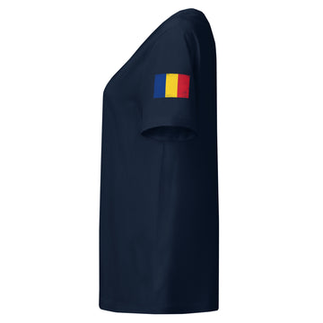 Romania Flag Tee | Sleeve Badge | Women | Organic Cotton