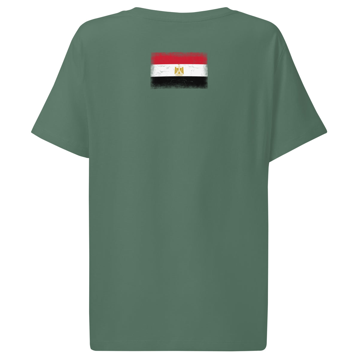 Egypt flag t-shirt in Green Bay, vintage-washed print, flag across the upper back, women cut, back view