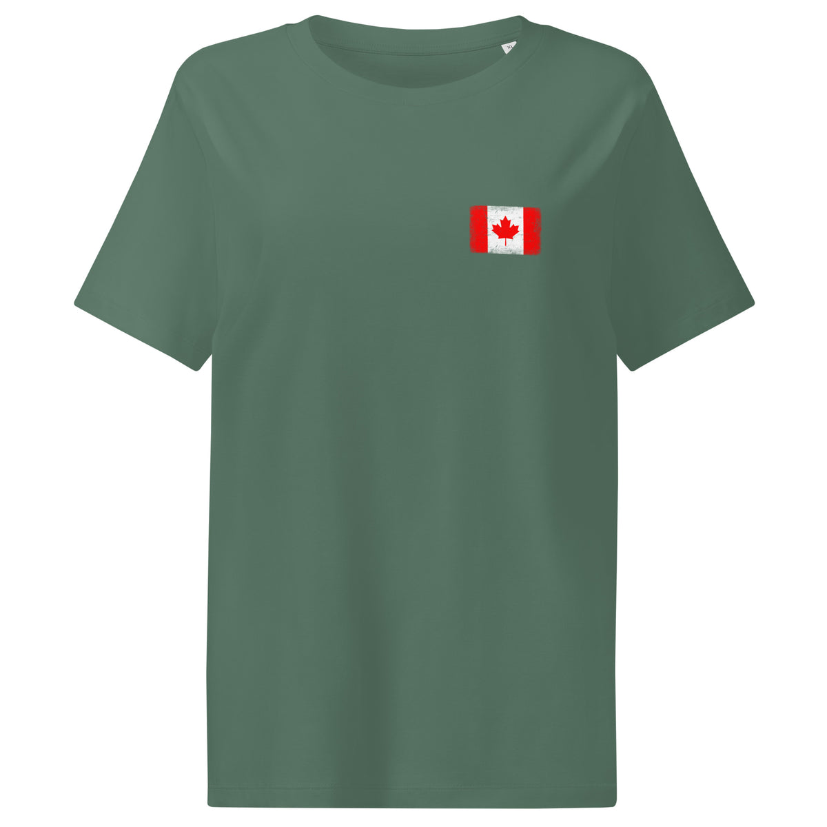 Canada flag t-shirt in Green Bay, vintage-washed print, small flag on the left chest, women cut, front view