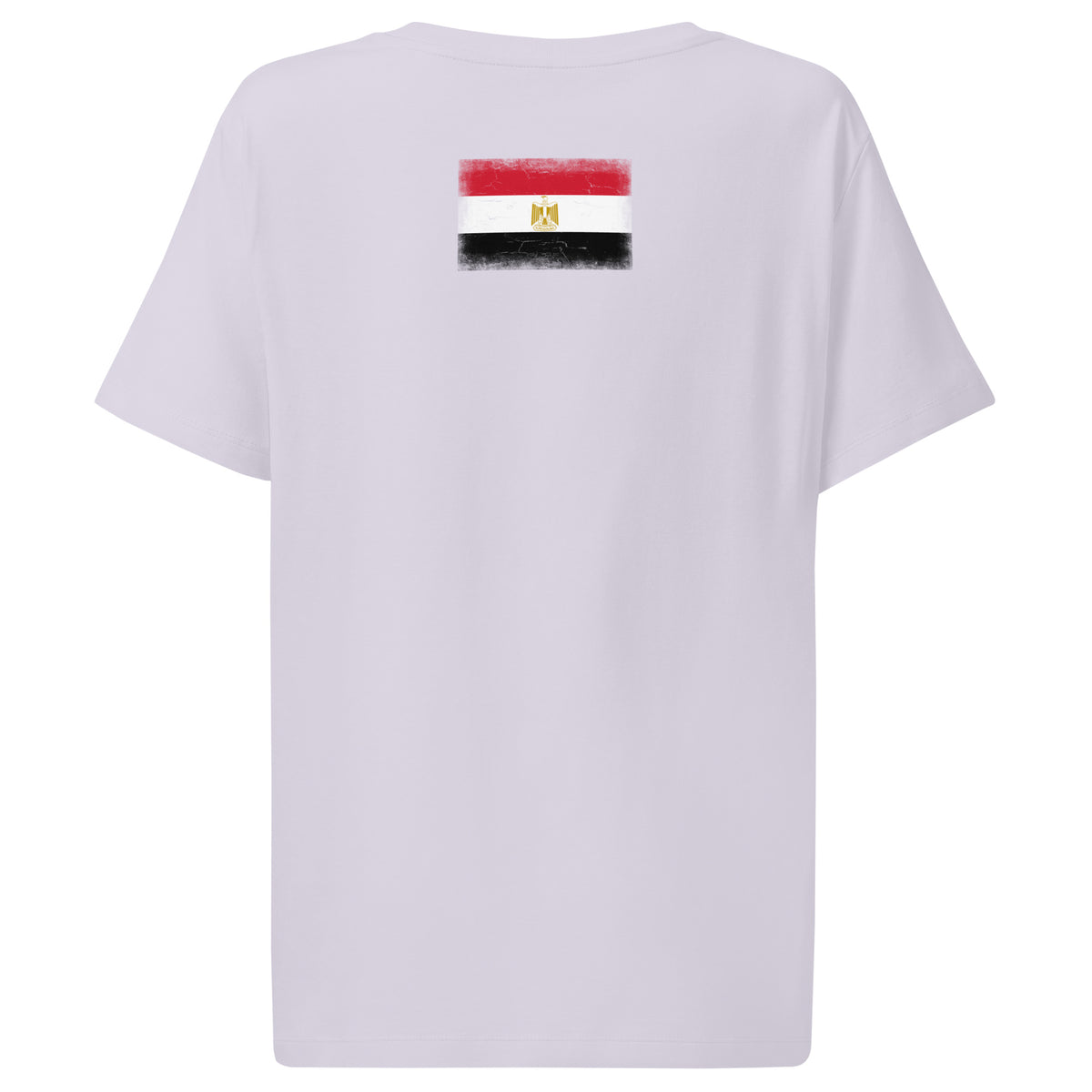 Egypt flag t-shirt in Lavender, vintage-washed print, flag across the upper back, women cut, back view