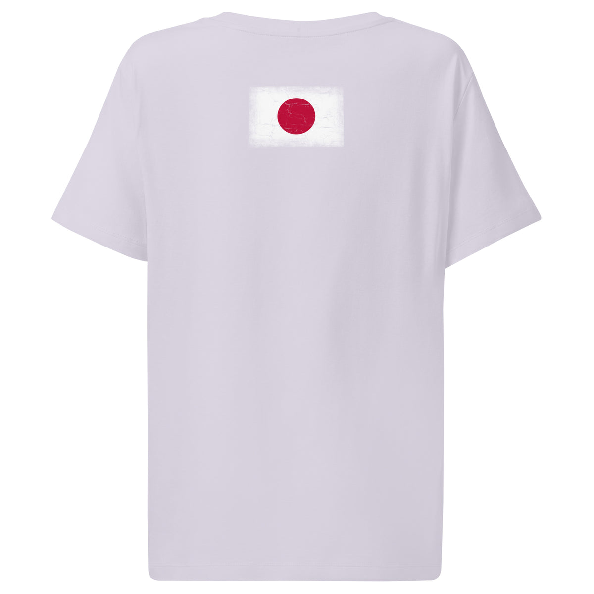 Japan flag t-shirt in Lavender, vintage-washed print, flag across the upper back, women cut, back view