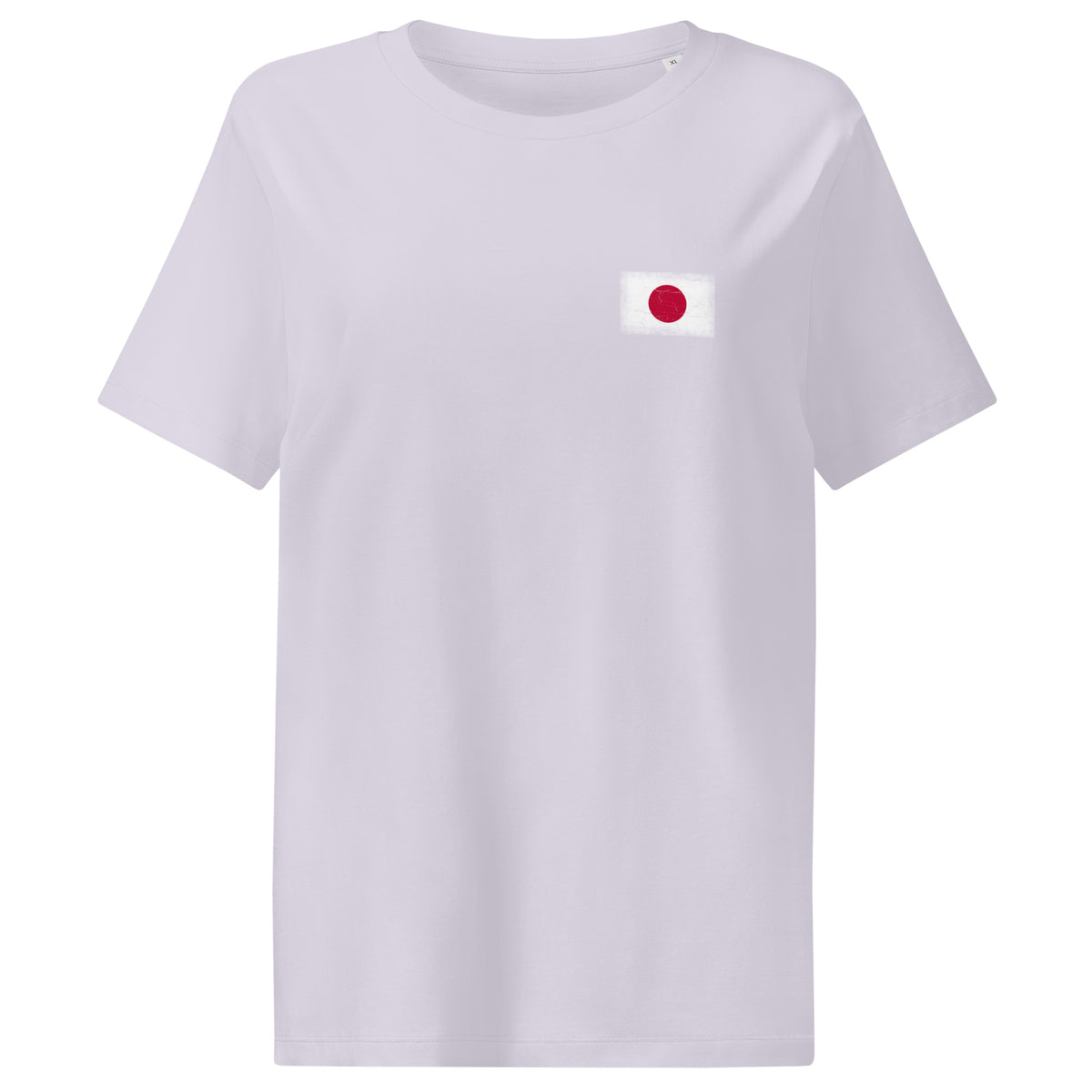 Japan flag t-shirt in Lavender, vintage-washed print, small flag on the left chest, women cut, front view