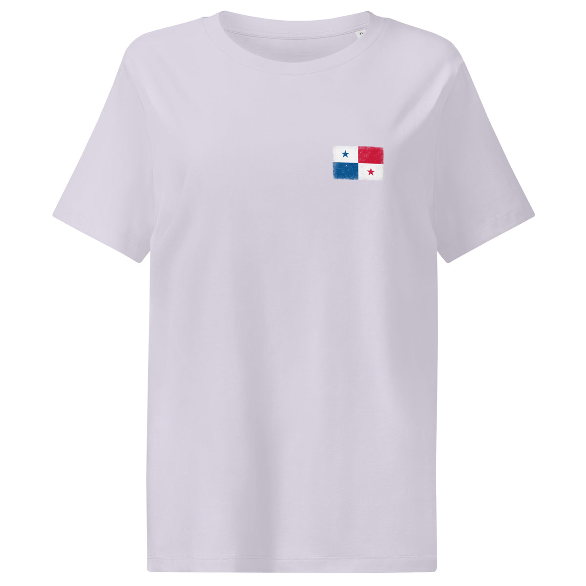Panama flag t-shirt in Lavender, vintage-washed print, small flag on the left chest, women cut, front view