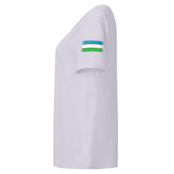 Uzbekistan Flag Tee | Sleeve Badge | Women | Organic Cotton