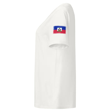 Haiti Flag Tee | Sleeve Badge | Women | Organic Cotton