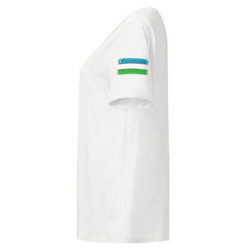 Uzbekistan Flag Tee | Sleeve Badge | Women | Organic Cotton