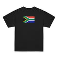 South Africa flag t-shirt in Black, vintage-washed print, flag across the upper back, kids cut, back view