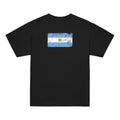 Argentina flag t-shirt in Black, vintage-washed print, flag across the upper back, kids cut, back view