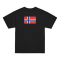Norway flag t-shirt in Black, vintage-washed print, flag across the upper back, kids cut, back view