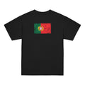 Portugal flag t-shirt in Black, vintage-washed print, flag across the upper back, kids cut, back view