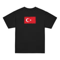 Turkey flag t-shirt in Black, vintage-washed print, flag across the upper back, kids cut, back view