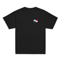 Panama flag t-shirt in Black, vintage-washed print, small flag on the left chest, kids cut, front view