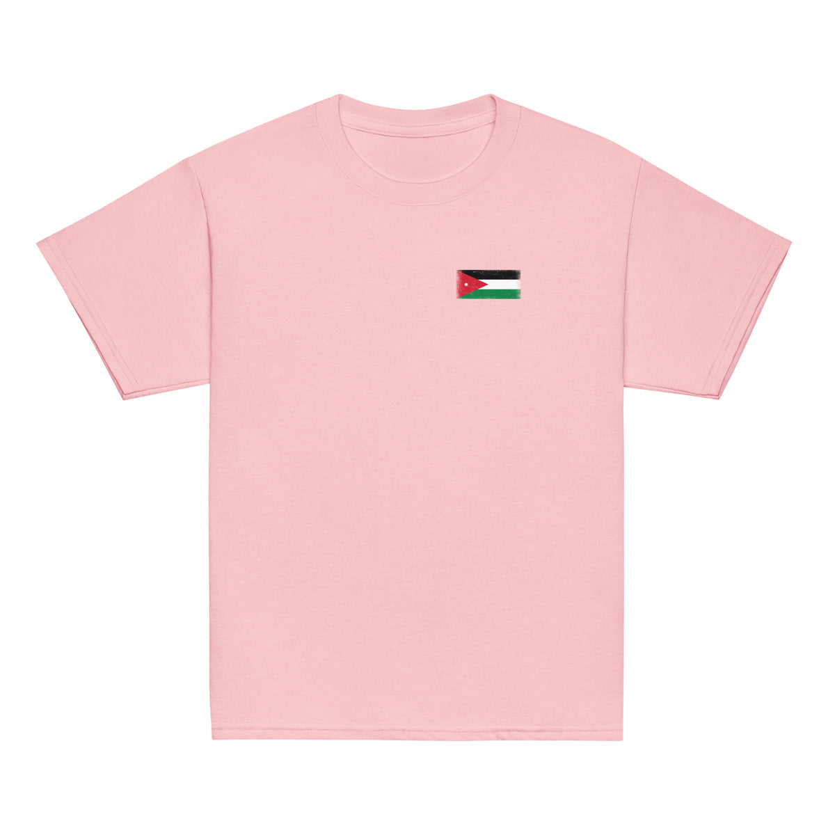 Jordan flag t-shirt in Light Pink, vintage-washed print, small flag on the left chest, kids cut, front view