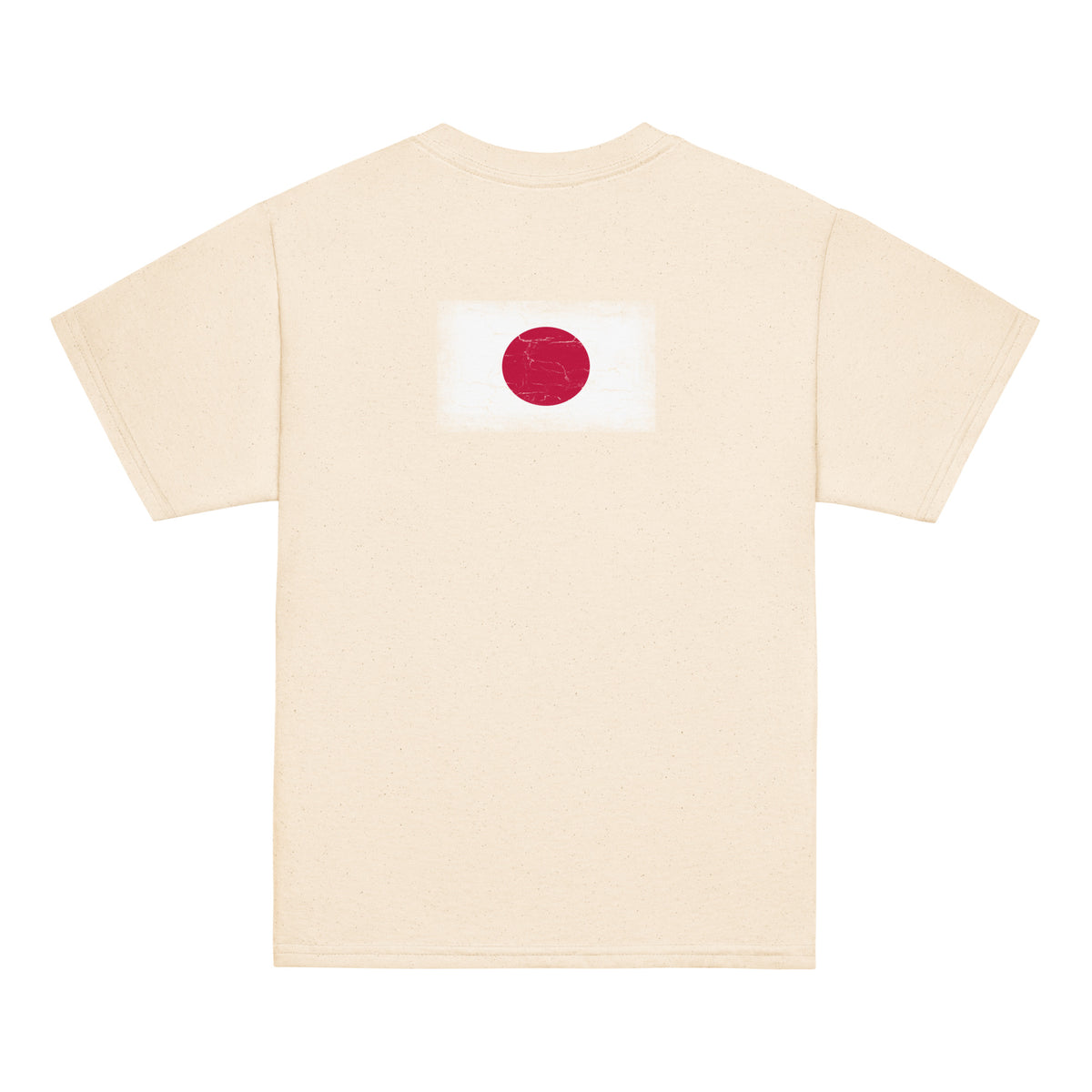 Japan flag t-shirt in Natural, vintage-washed print, flag across the upper back, kids cut, back view