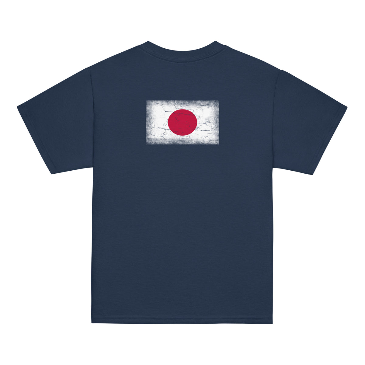 Japan flag t-shirt in Navy, vintage-washed print, flag across the upper back, kids cut, back view